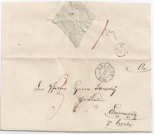 Preussen, K2 Breslau auf Brief m. Landzustellung n. Chrzumczütz pr Oppeln. #1472