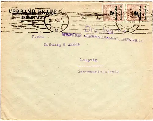 DR 1923, MeF 2x2 Mia. als 4fach-Frankatur auf Drucksache Brief v. Charlottenburg