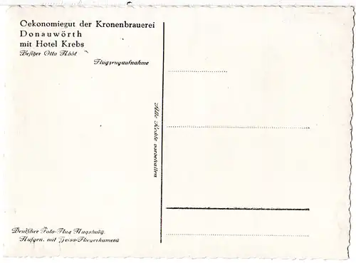 Donauwörth, Ökonomiegut d. Kronen Brauerei m. Hotel Krebs, ungebr. sw-AK