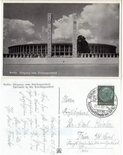 Berlin Olympiastadion, 1939 m. Sonderstpl. SA Reichswettkämpfe gebr. sw-AK