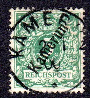 Kamerun 2, sauber gebr. 5 Pf. m. zentrischem Stpl. KAMERUN 2/1 00.