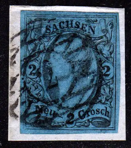 Sachsen, breitrandige 2 NGr. auf schönem Briefstück m. Stpl. 2 Leipzig