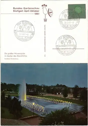 BRD 1961, Bundes Gartenschau Sonderkarte m. entspr. Stuttgart Sonderstempel.
