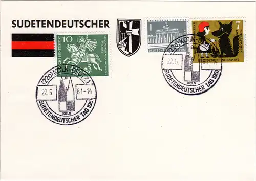 Köln-Deutz, Ereigniskarte m. Sonderstempel Sudetendeutscher Tag 1961