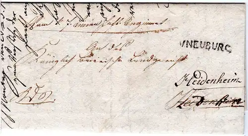 Bayern 1822, L1 V. NEUBURG auf Brief n. Württemberg
