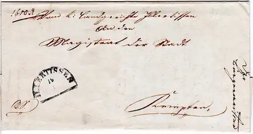 Bayern 1848, HKS ILLERTISSEN auf Brief n. Kempten.