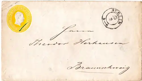 Preussen, 3 SGr. Ganzsache Brief v. K2 BERLIN n. Braunschweig.