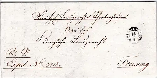 Bayern 1839, Fingerhut Stpl. SCHROBENHAUSEN auf sehr schönem Brief n. Freising.
