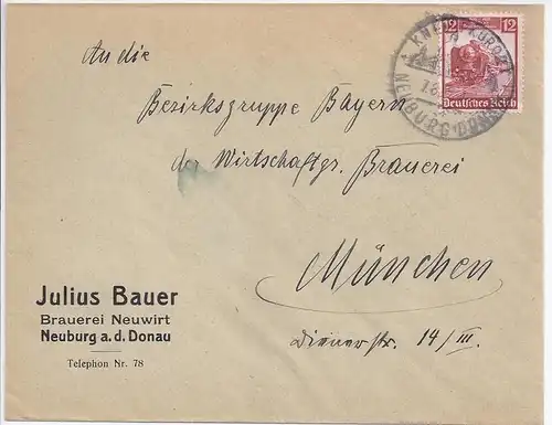 Neuburg Donau, Neuwirt Brauerei, Vordruck Brief  m. Thematik Bier. #504