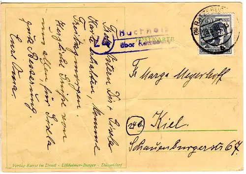 1948, Landpost Stempel 24 BUCHHOLZ über Ratzeburg auf Karte m. 12 Pf.