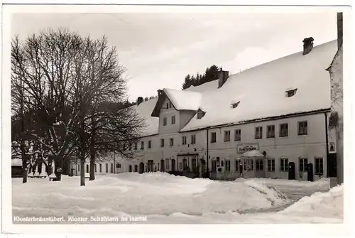 Schäftlarn im Isartal, Klosterbräustüberl im Winter, 1939 gebr. Foto-AK