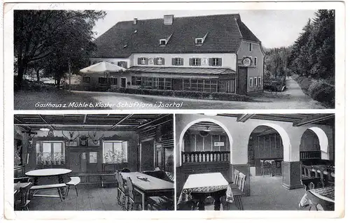 Gasthaus zur Mühle b. Kloster Schäftlarn im Isartal, 1938 gebr. Foto-AK
