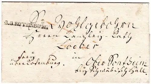 Bayern 1807, R.3. ROTENBURG klar auf Brief v. Gollhofen n. Obersontheim.