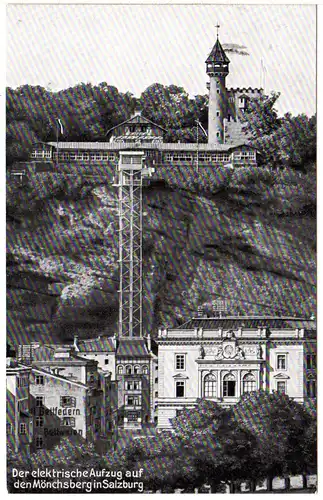 Österreich, Salzburg, der elektrische Aufzug auf den Mönchsberg,1944 gebr. sw-AK