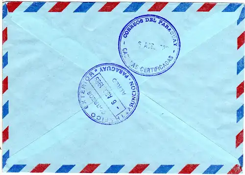 BRD 1989, EF 3,50 DM auf Luftpost Einschreiben Brief v. Heppenheim n. Paraguay.