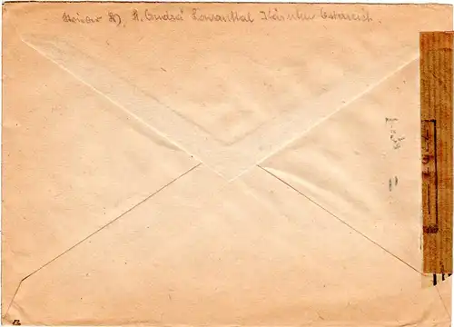 Österreich 1947, 5 Marken auf Brief m. 2 versch. Zensuren v. St. Andrä i.d. CH