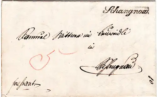 Schweiz 1860, Schreibschrift L1 Schangnau klar auf Orts Brief "preßsant"