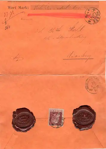 Bayern 1911, EF 50 Pfg. Type I rücks. auf Wert Brief v. HEGGE