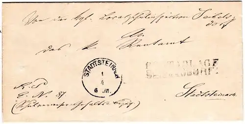 Bayern 1881, L2 POSTABLAGE SEIBELSDORF klar auf portofreiem Dienst Brief
