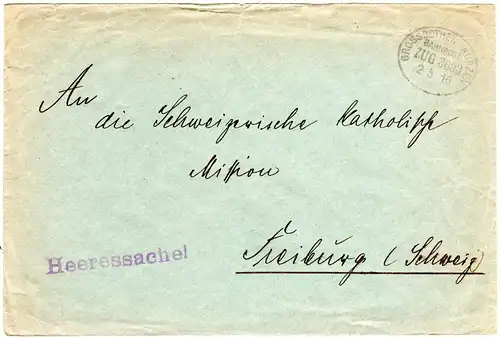 DR 1916, portofreier Heeressache Auslandsbrief m. Bahnpost Grossbothen-Wurzen