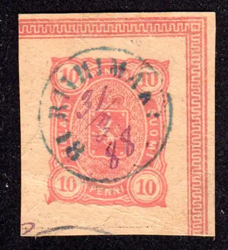 Finnland, blauer Fingerhut Stpl. RIIHIMÄKI m. hds. Datum 3/3 88 klar auf GAA