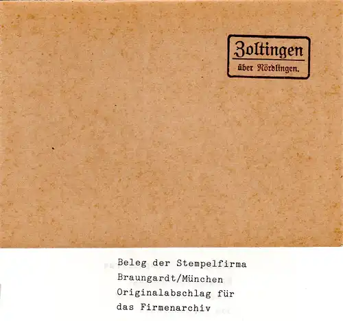 Landpoststellen Stpl. ZOLTINGEN über Nördlingen, Originalprobe aus Archiv