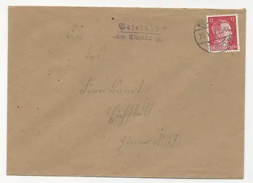 DR 1943, Landpost Stpl. Petersbuch über Eichstätt auf Brief m. 12 Pf.