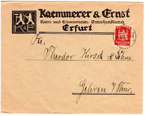 DR 1925, 10 Pf. auf illustriertem Firmen Brief v. Erfurt