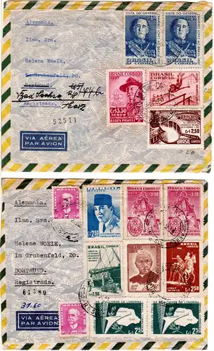 Brasilien 1957/59, 3 Luftpost Einschreiben Briefe  n. Deutschland