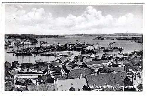 Dänemark, Svendborg m. Hafen, 1934 gebr. sw-AK