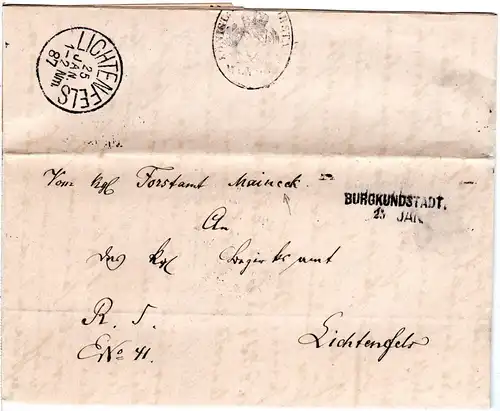 Bayern 1887, L2-Aushilfstpl. Burgkundstadt klar auf Forstamt Brief v. Maineck