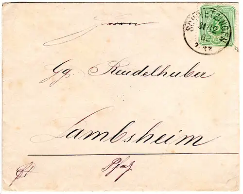 DR 1882, 3 Pf. gelbgrün (39 ba) als EF auf Drucksache v. Schwetzingen. Geprüft.