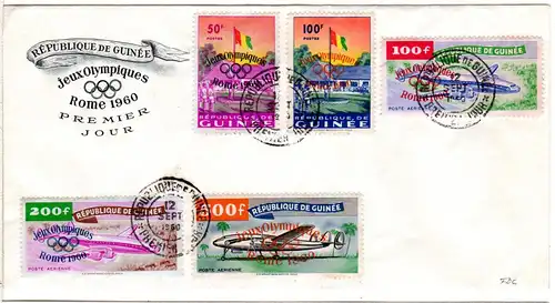 Guinea 49-53, FDC m. kpl. Olympiade Ausgabe. Olympische Spiele Rom 1960