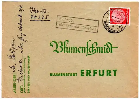 DR 1937, Landpost Stpl. EICHRODE über Heydebreck auf Brief m. 12 Pf. 