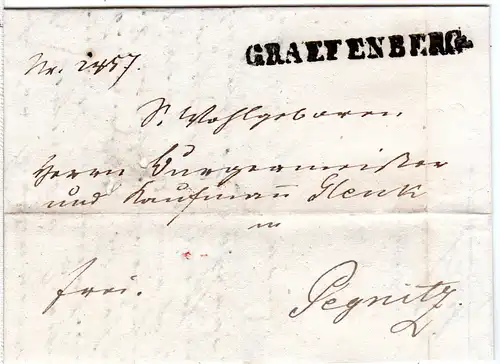 Bayern 1839, L1 GRAEFENBERG auf Franko-Brief an den Bürgermeister in Pegnitz