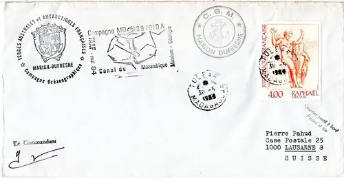 Frankreich Antarktis 1984, 4 Fr. auf Marion Dufresne Brief v. Tulear Madagascar