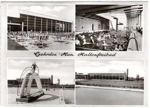 Gehrden, Hallenfreibad, ungebr. Mehrbild sw-AK