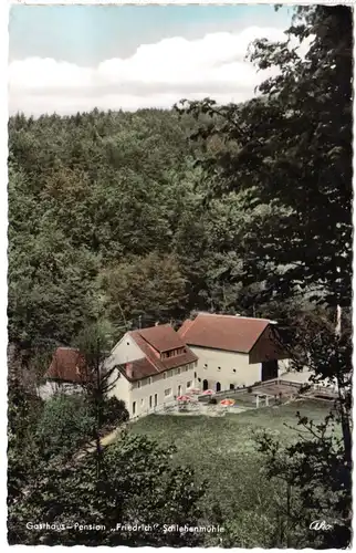 Schlehenmühle Post Schweinthal, Gasthaus Pension Friedrich, gebr. sw-AK