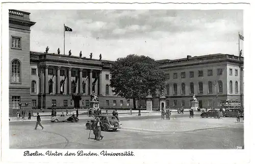 Belin Unter den Linden, Universität m. Oldtimern, 1959 gebr. sw-AK