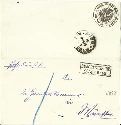 DR, Klaucke Nr.108 "Ausg. Münster No.3" rs. auf Brief v. Burgsteinfurt  
