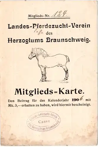 DR 1906, 5+10 Pf auf Nachnahme Karte Pferdezucht Verein Astfeld (Braunschweig)