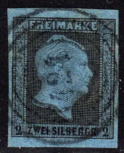 Preussen, voll-/breitrandige 2 SGr. m. klarem Nummernstpl. 424 Frankfurt a.d.O.