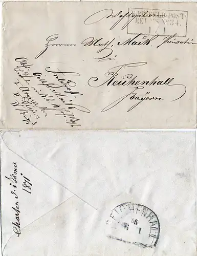 DR Bayern 1871, R3 K.PR.FELD-POST RELAIS No. 34 auf kl. Feldpost Brief n. Bayern