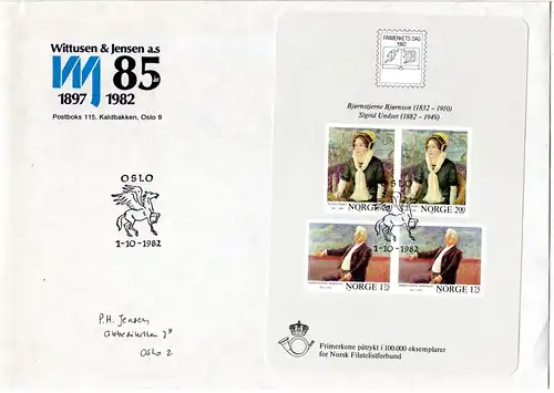 Norwegen Block 4, Schriftsteller Block auf FDC 1.10.1982 (Kat. 150 €).