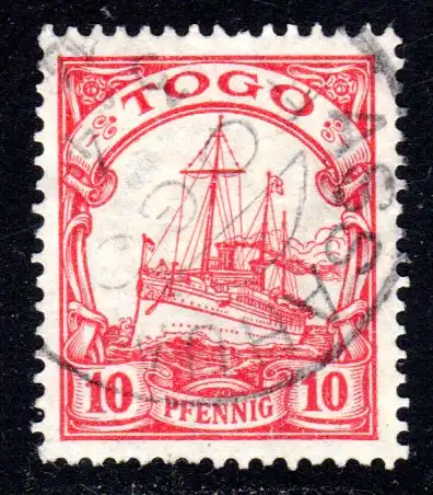 Togo 22, sauber gebr. 10 Pf. m. WZ Stempel ASSAHUN