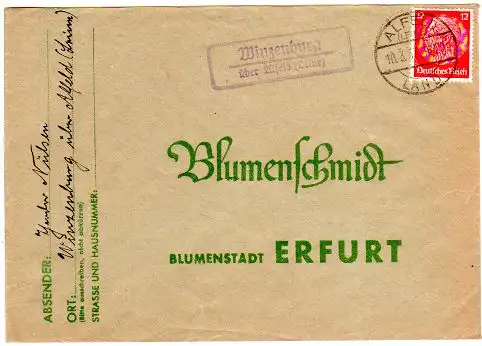 DR 1937, Landpost Stpl. WINZENBURG über Alfeld (Leine) auf Brief m. 12 Pfg. 