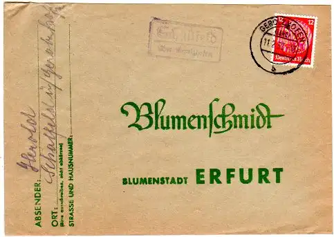 DR 1937, Landpost Stpl. SCHALLFELD über Gerolzhofen auf Brief m. 12 Pf.