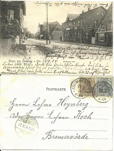 Freiburg a. Elbe, Gasthaus Kehdinger Hof, 1904 v. Krummendeich gebr. sw-AK.