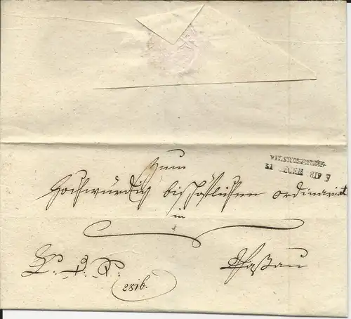 Bayern 1819, L2 VILSHOFEN R.4. auf Brief n. Passau
