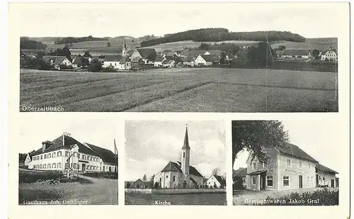 Oberzeitlbach b. Dachau, ungebr. sw-Mehrbild AK m. Gasthaus u. Geschäft